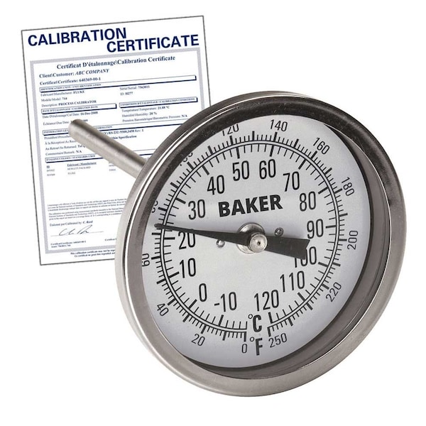 Baker Instruments T3004-250 Bimetal Thermometer, 0 to 250 deg F (-20 to 120 deg C), T3004-250-NIST - main